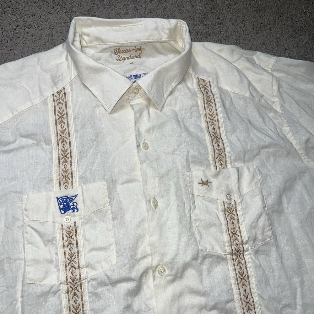 Texas Standard Guayabera Shirt Button Up Mens XL Prickly Pear